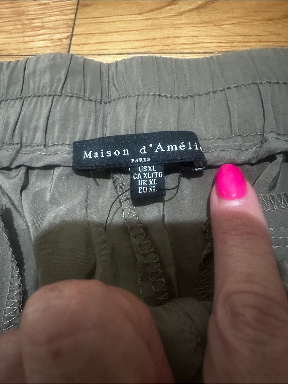 Maison D’ Amelie Green Pants Cargo Wide Leg High Waisted Modal Lightweight XL - Picture 2 of 8